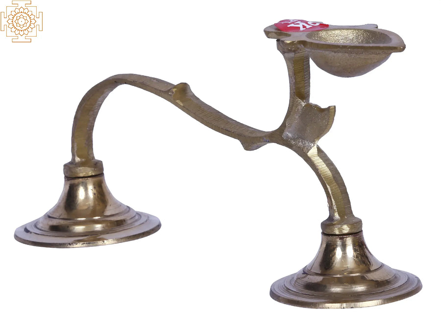 8" Brass Handheld Aarti Diya for Pooja