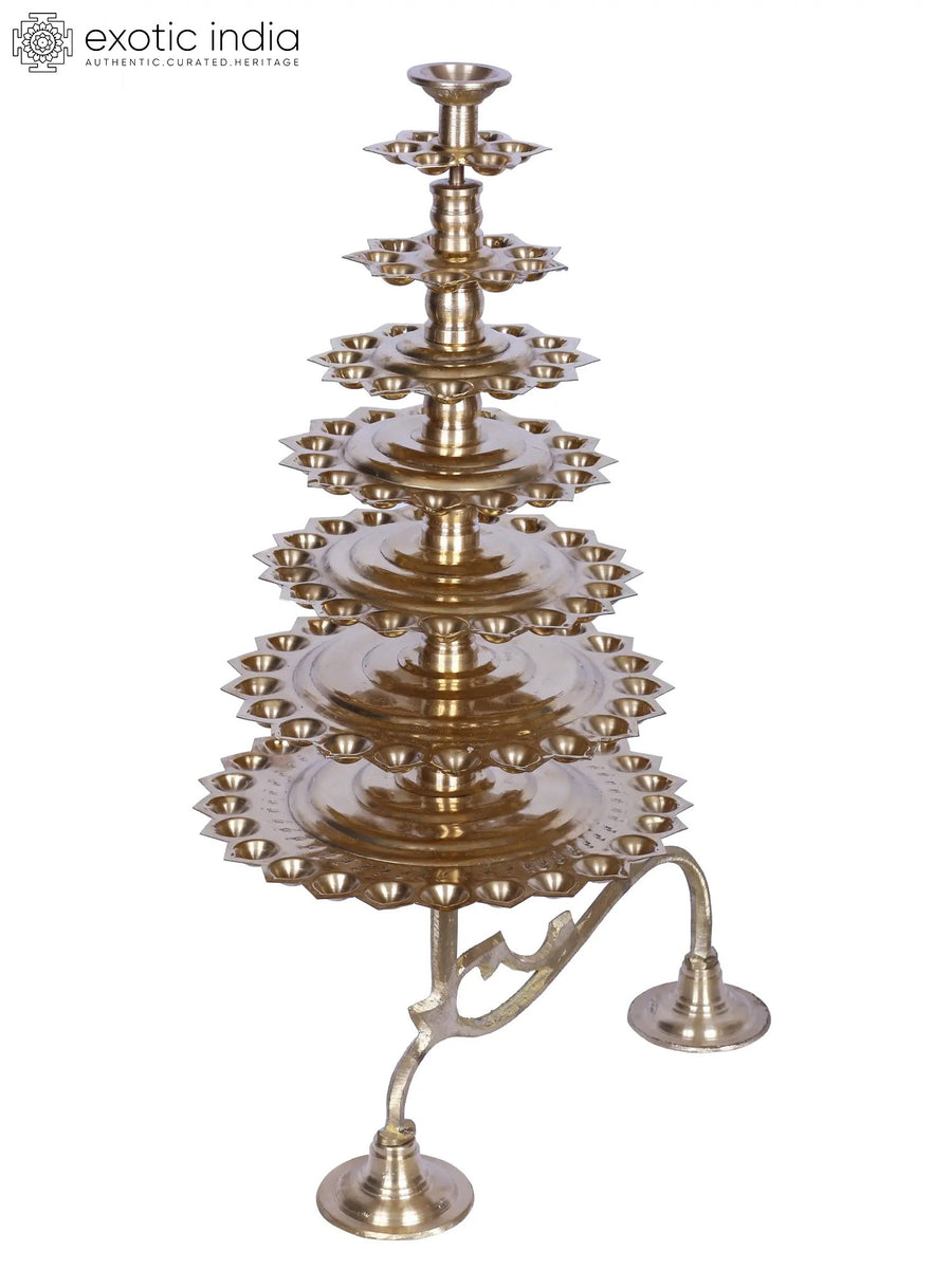 20" Brass Seven Layer 108 Wicks Aarti Lamp Handcrafted
