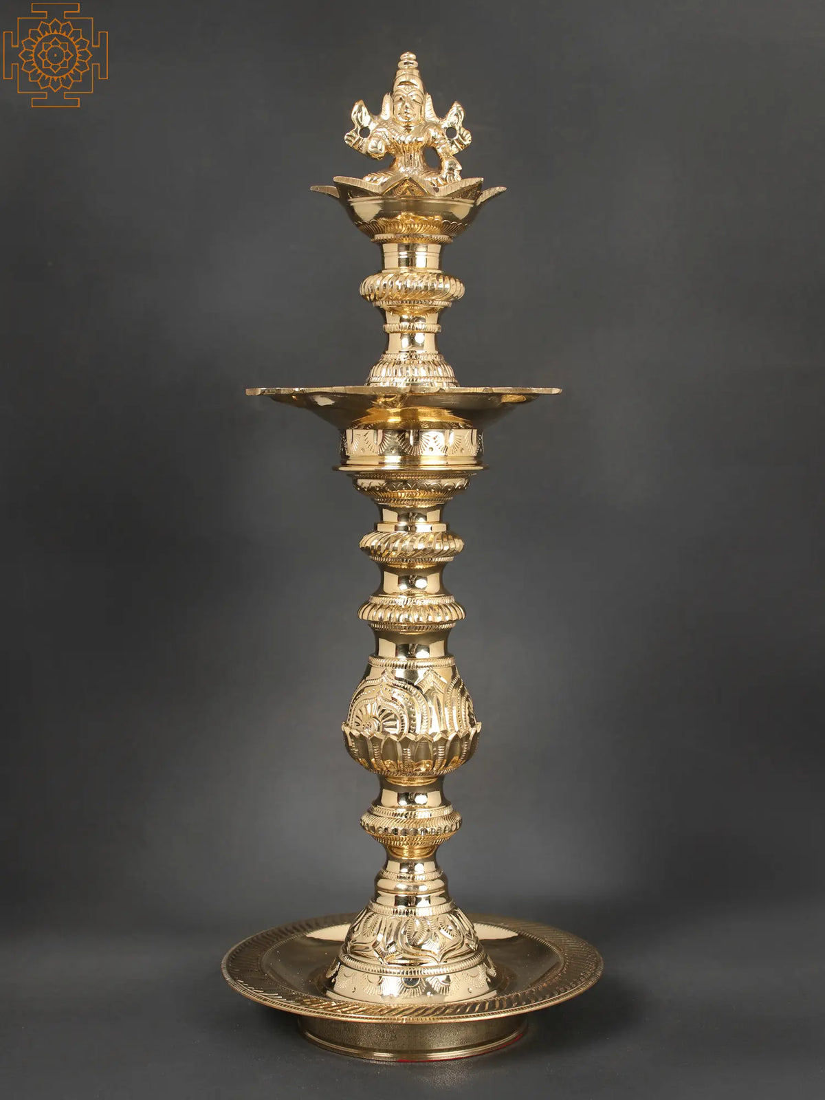 15" Goddess Lakshmi Design Oil Lamp