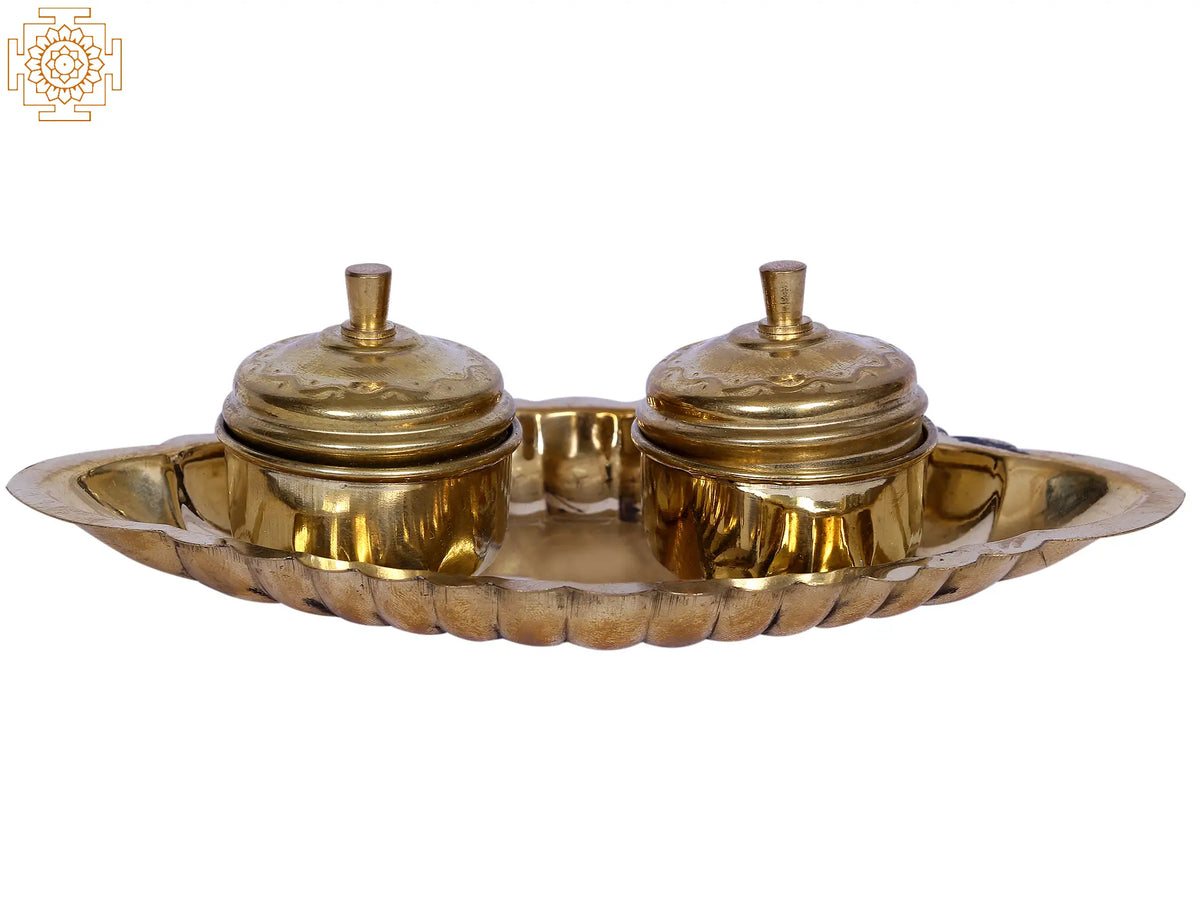 6" Oval Two Bowls with Leaf Plate