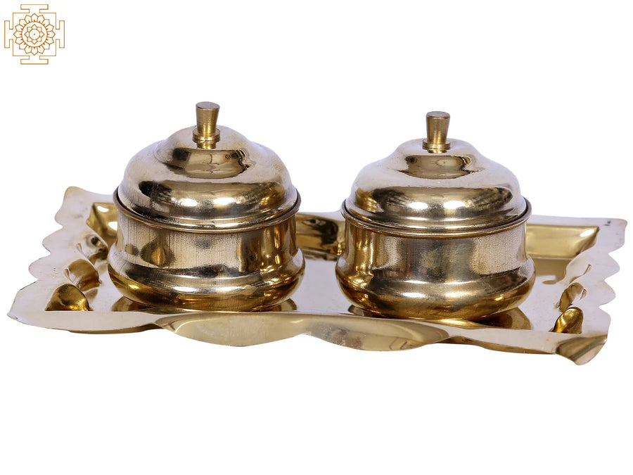 6" Brass Bowls with Designer Plates Statue