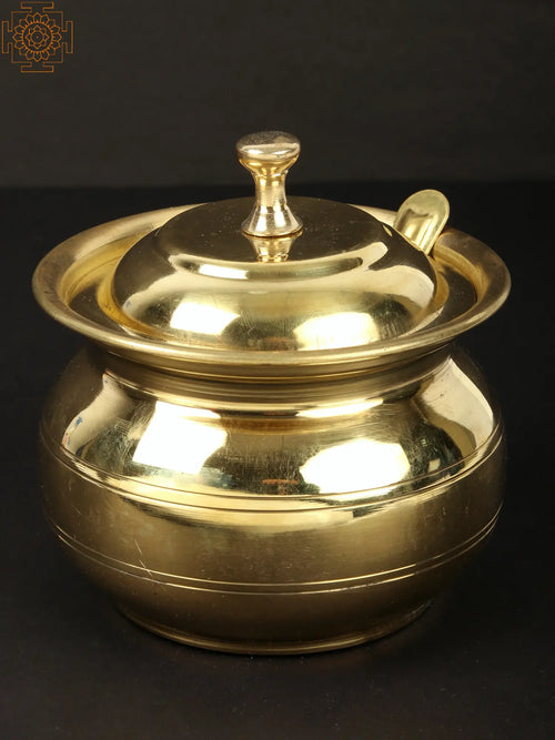 4.5" Brass Oil Jadi Ghee Pot for Pooja
