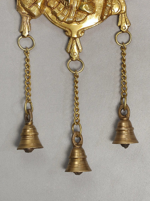 16" Brass Lord Ganesha Wall Hanging with Bells