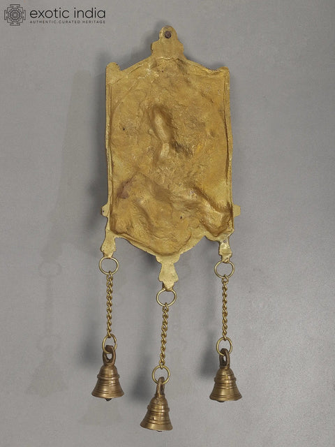 16" Brass Lord Ganesha Wall Hanging with Bells