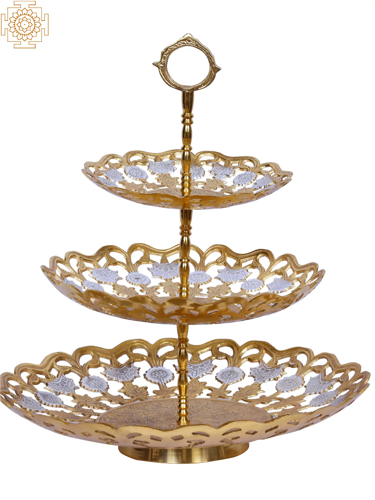 15" Brass Three Tier Fruit Bowl