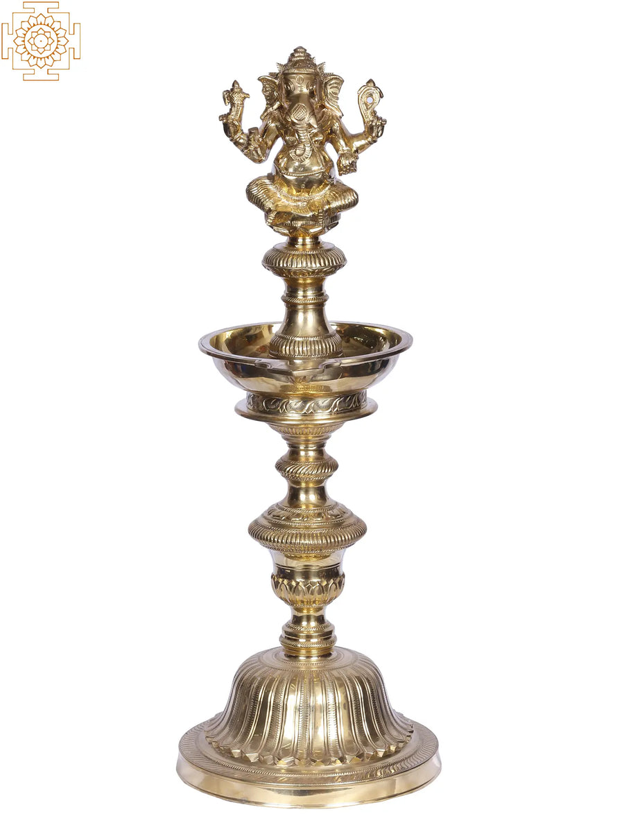 24" Deepam Vinayagar Ganesha Brass Lamp for Pooja
