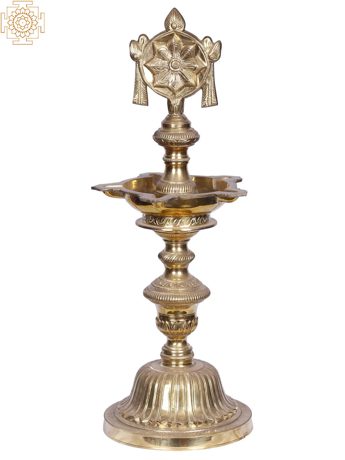 25" Brass Ritual Sudarshan Chakra Lamp
