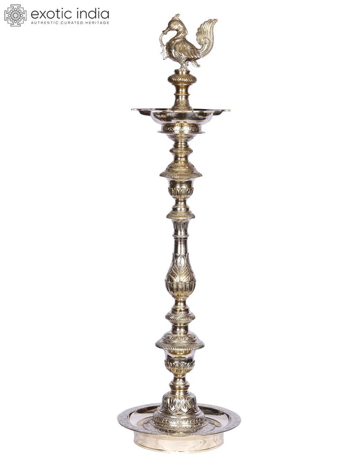 41" Brass Kuthu Vilakku Oil Lamp for Pooja