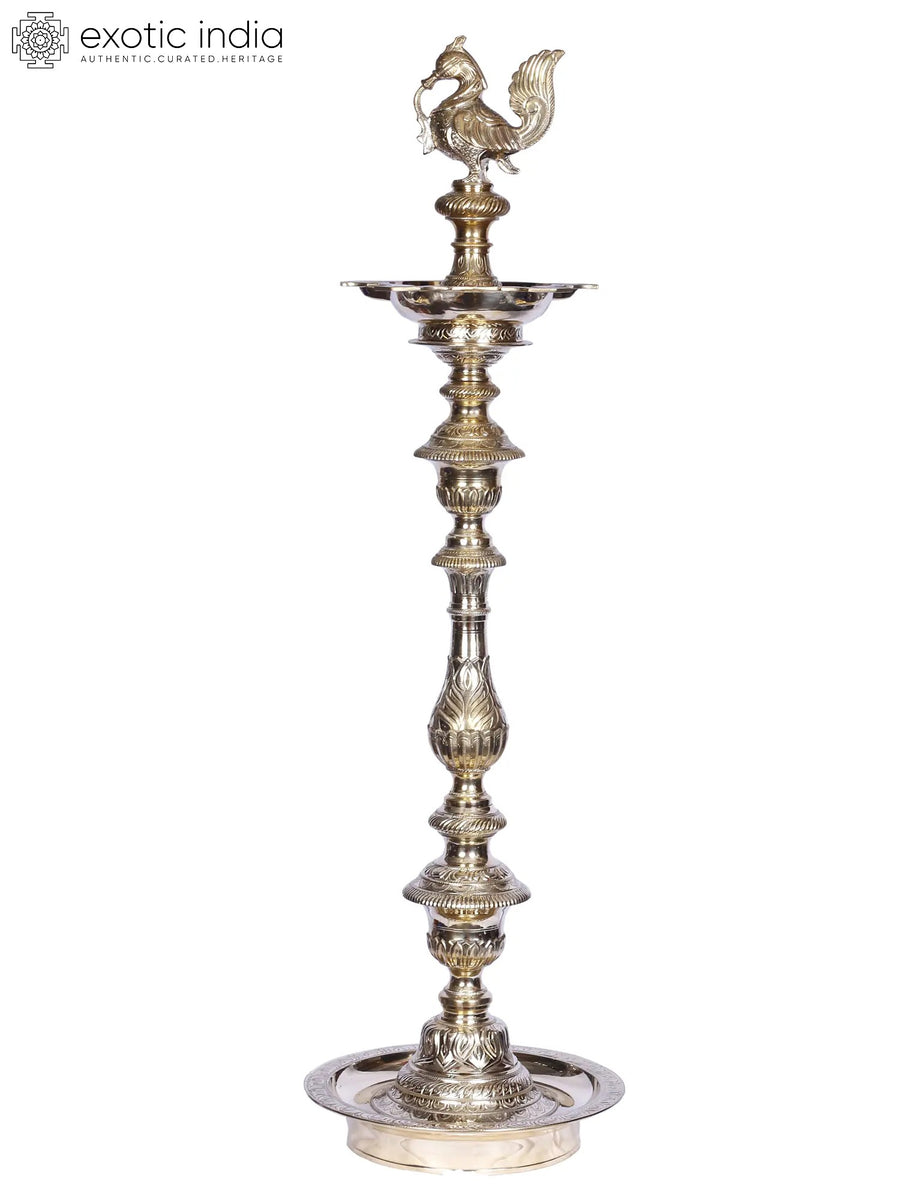 41" Brass Kuthu Vilakku Oil Lamp for Pooja