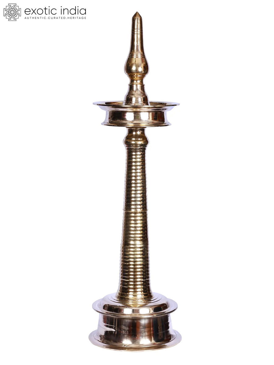 40" Kerala Vilakku Brass Oil Lamp for Pooja