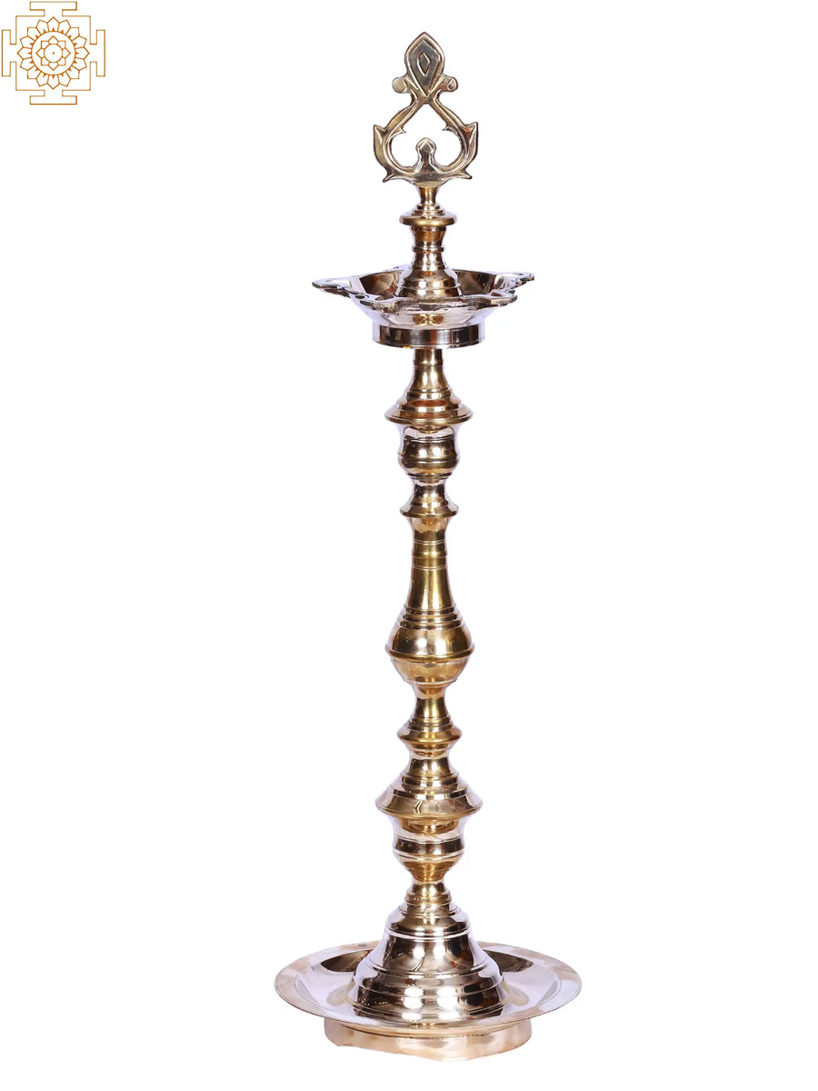 23" Five Wicks Brass Stand Lamp Kuthu Vilakku Handmade