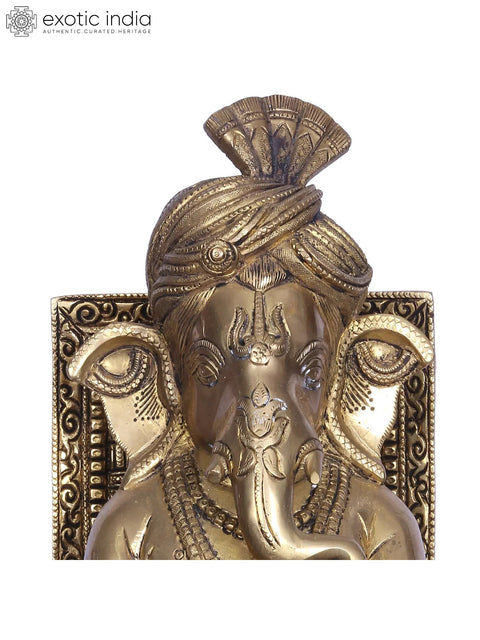 16" Brass Reading Ganesha