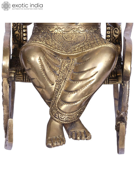 16" Brass Reading Ganesha