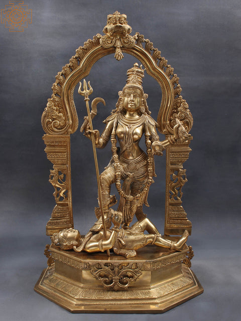 22" Superfine Brass Goddess Kali Idol with Kirtimukha