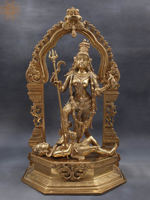 22" Handmade Brass Goddess Kali Idol with Kirtimukha