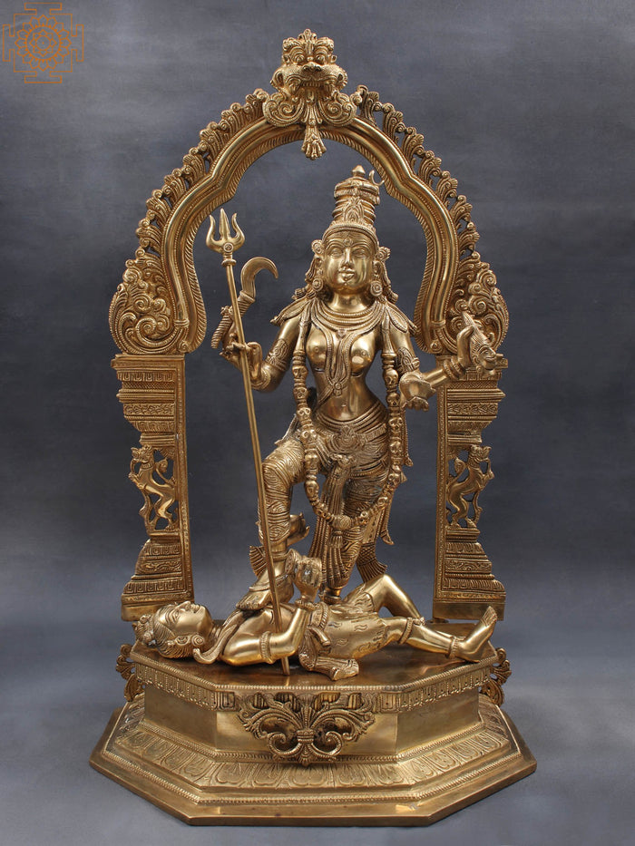 22" Superfine Brass Goddess Kali Idol with Kirtimukha