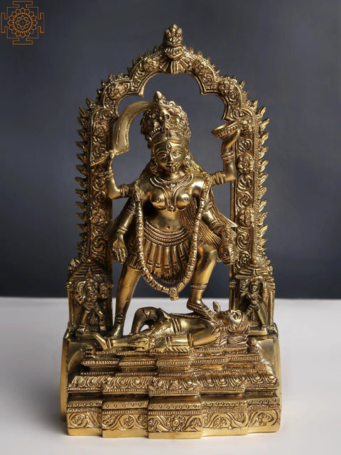 10" Brass Goddess Kali with Kirtimukha