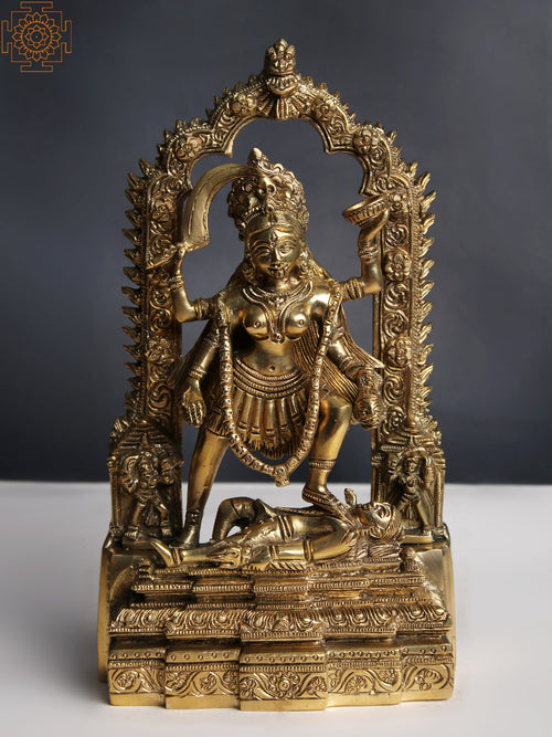 10" Brass Goddess Kali with Kirtimukha Statue