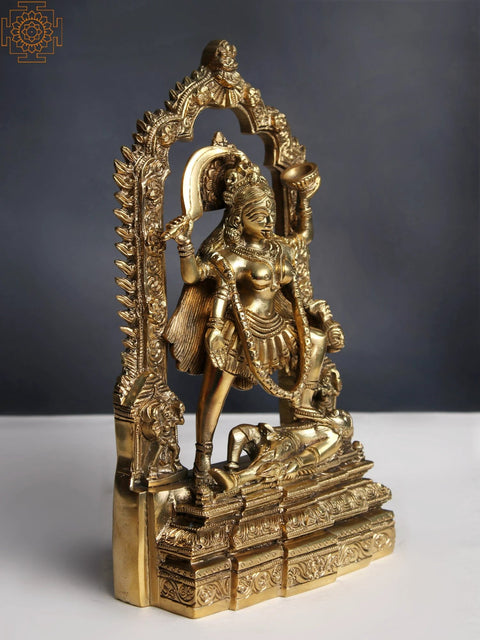 10" Brass Goddess Kali with Kirtimukha
