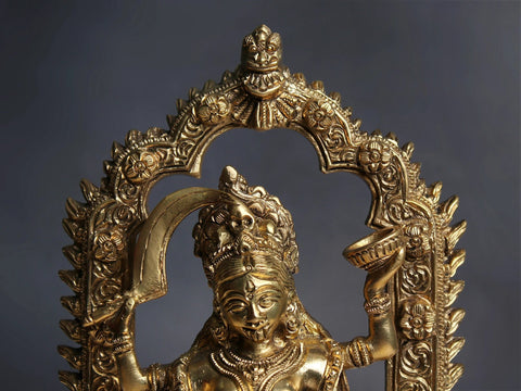 10" Brass Goddess Kali with Kirtimukha