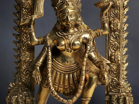 10" Brass Goddess Kali with Kirtimukha