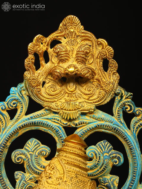 20" Lord Ganesha Seated on High Pedestal with Kirtimukha