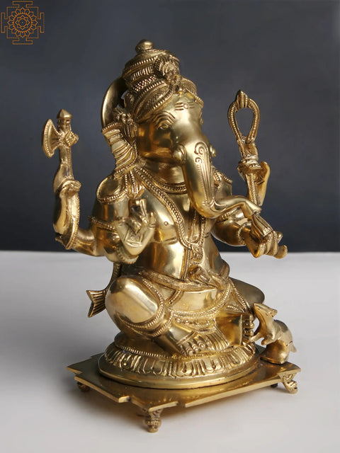 8" Lord Ganesha Seated on Pedestal