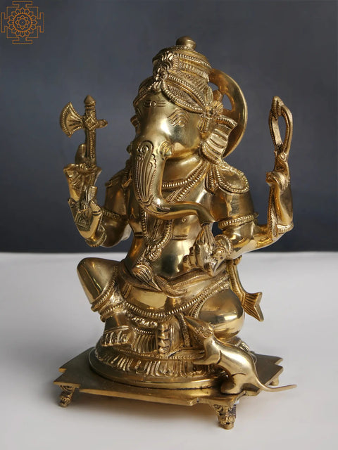 8" Lord Ganesha Seated on Pedestal