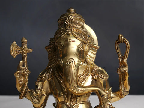 8" Lord Ganesha Seated on Pedestal