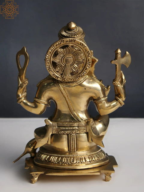 8" Lord Ganesha Seated on Pedestal