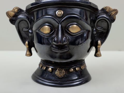 9" Brass Shiva Parvati Face Statue