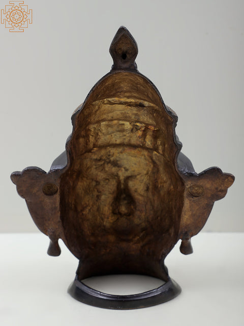 9" Brass Shiva Parvati Face Statue