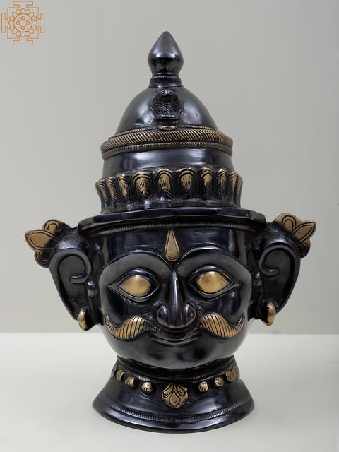 9" Brass Shiva Parvati Face Statue