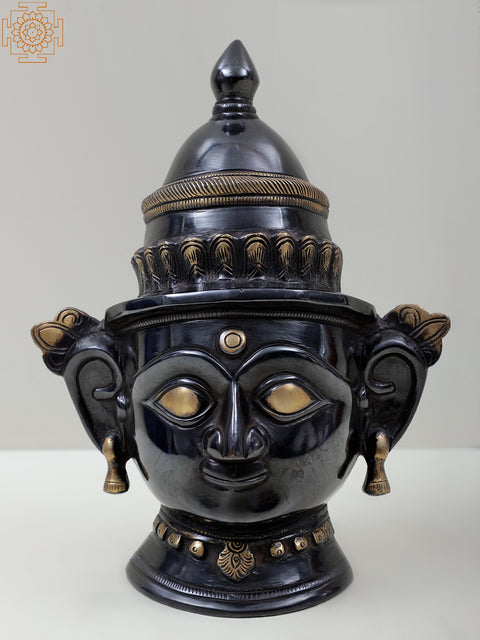 9" Brass Shiva Parvati Face Statue