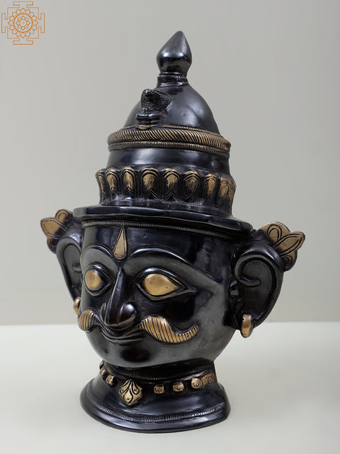 9" Brass Shiva Parvati Face Statue