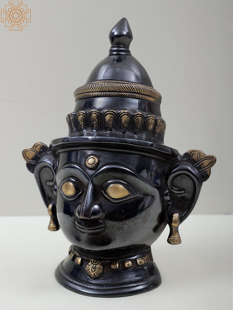 9" Brass Shiva Parvati Face Statue