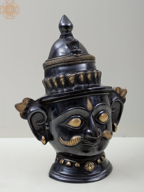 9" Brass Shiva Parvati Face Statue