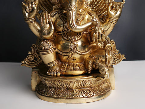 14" Lord Ganesha Seated on Kirtimukha Throne