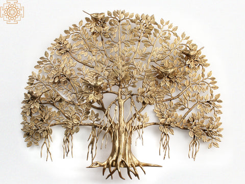 36" Large Kalpavriksha | Banyan Tree in Brass | Wall Hanging