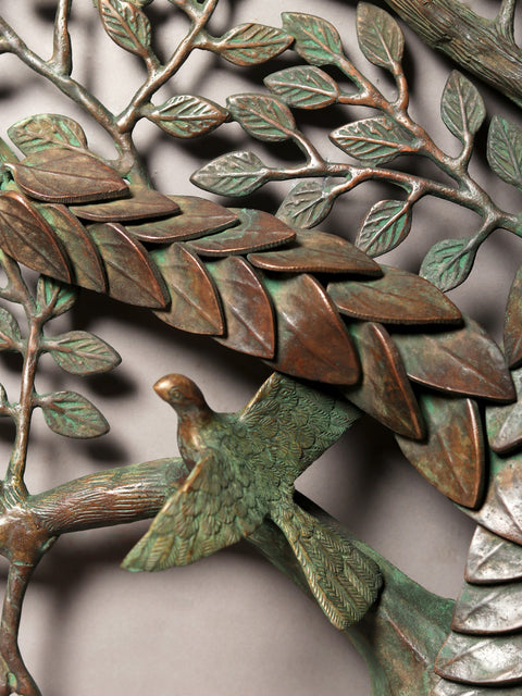 52"  Large Brass Tree of Life with Perched Birds | Wall Hanging