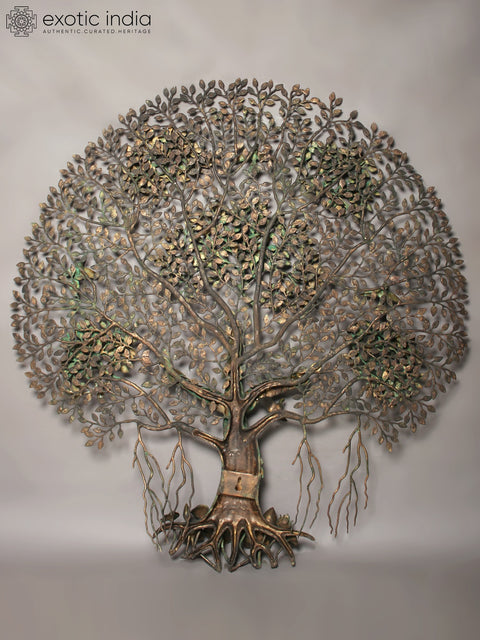 52"  Large Brass Tree of Life with Perched Birds | Wall Hanging