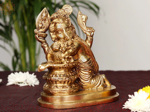 6" Brass Lord Ganesha with Shivalinga