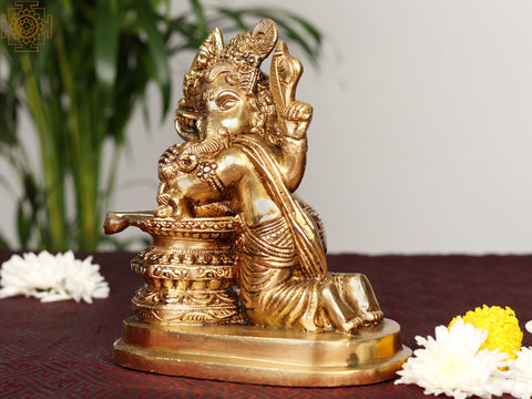 6" Brass Lord Ganesha with Shivalinga