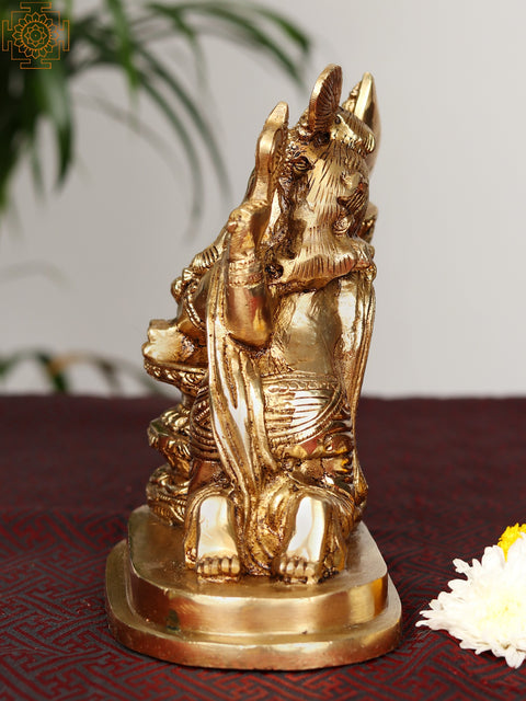 6" Brass Lord Ganesha with Shivalinga
