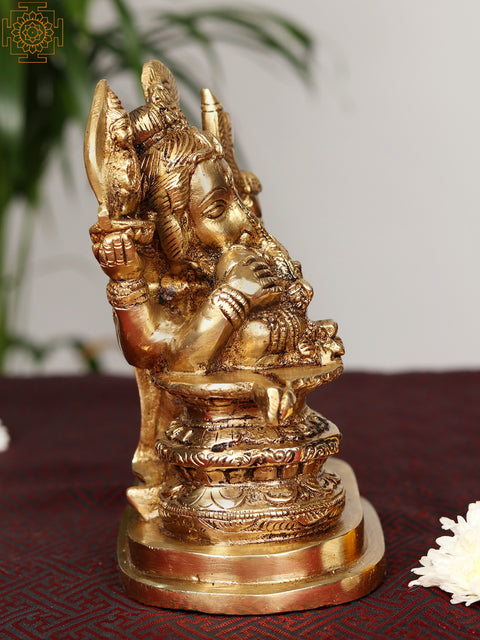 6" Brass Lord Ganesha with Shivalinga