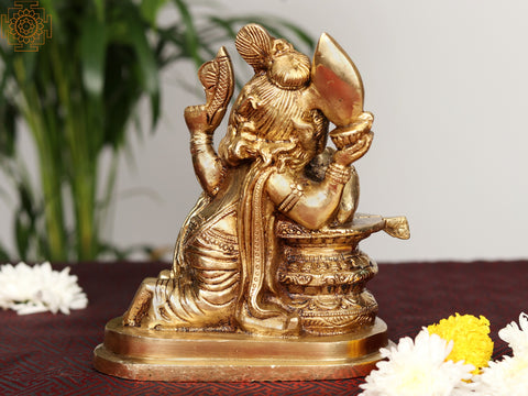 6" Brass Lord Ganesha with Shivalinga