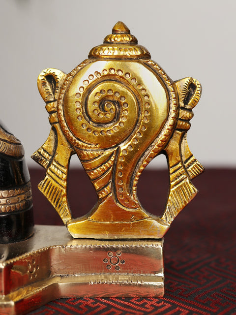 10" Brass Tirupati Balaji Bust with Chakra & Conch