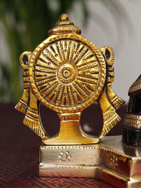 10" Brass Tirupati Balaji Bust with Chakra & Conch