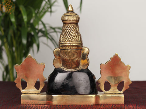 10" Brass Tirupati Balaji Bust with Chakra & Conch