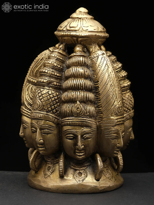 7" Brass Ashta Mukhalingam Statue Silver Finish